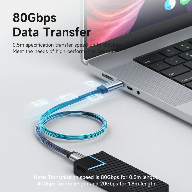 Hagibis USB C a USB C Cable de función completa Super suave USB4 80Gbps 8K 240W Cable de carga rápida para Thunderbolt 4/5 iPhone portátil - imagen 5
