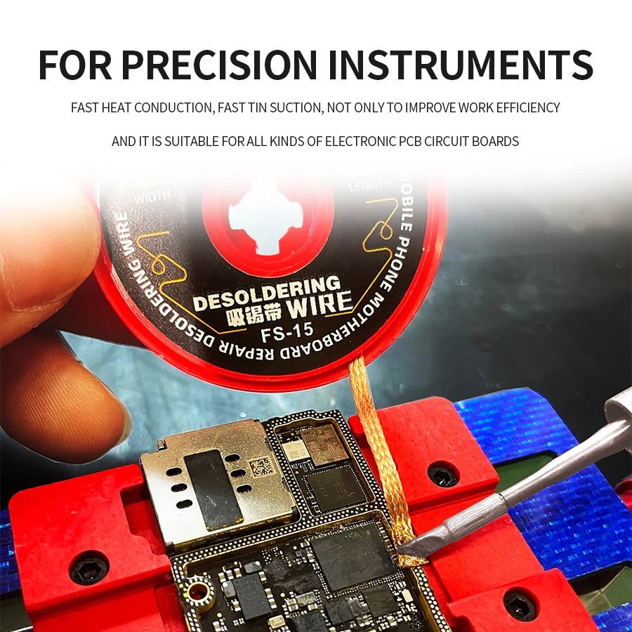 3 uds JTX FS-15 cinta absorbente de estaño fuerte eliminación de estaño placa base almohadillas de soldadura fuerte limpieza sin residuos alambre de succión de estaño - imagen 5