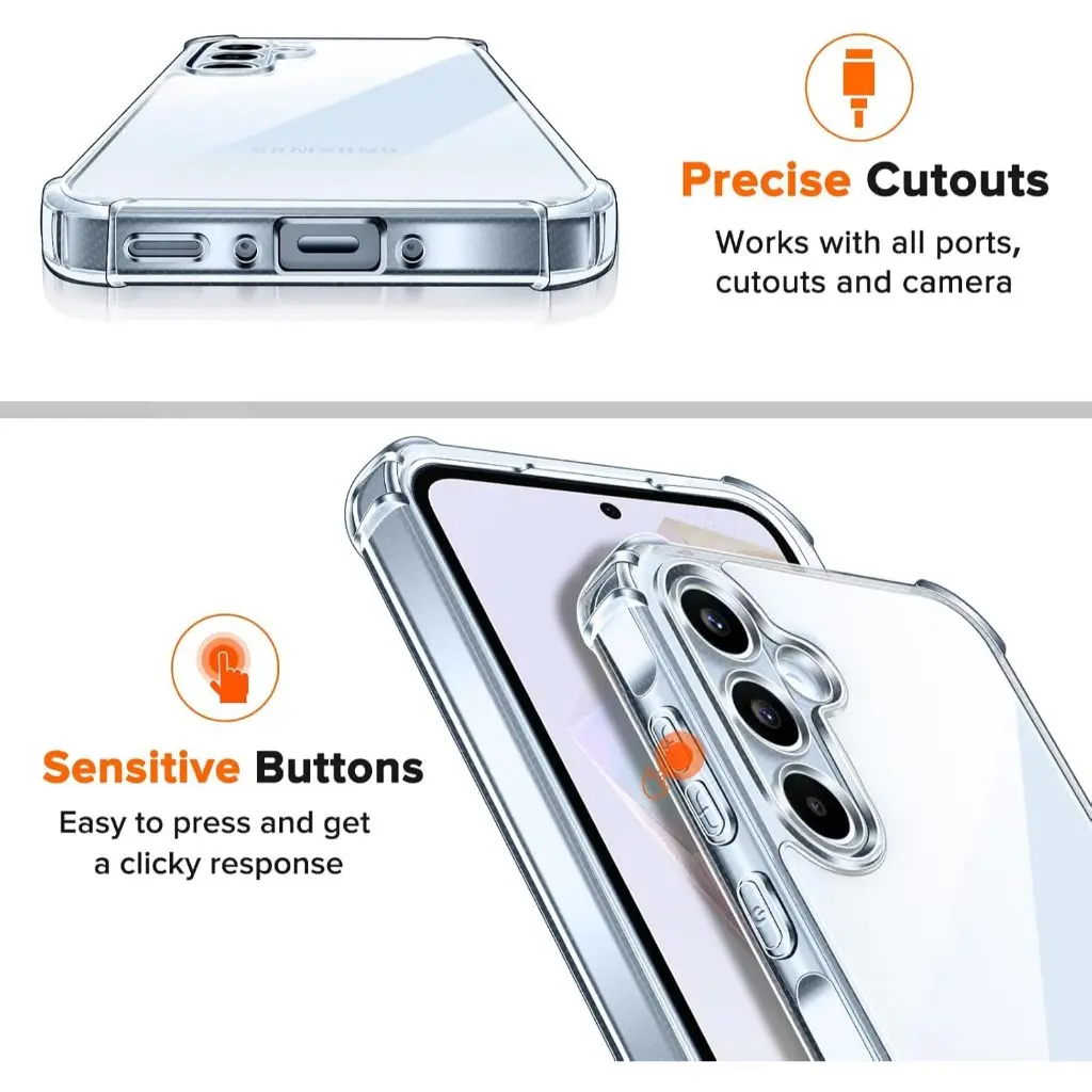 Funda de teléfono transparente para Samsung A35 A55 5G TPU suave + contraportada dura - imagen 5