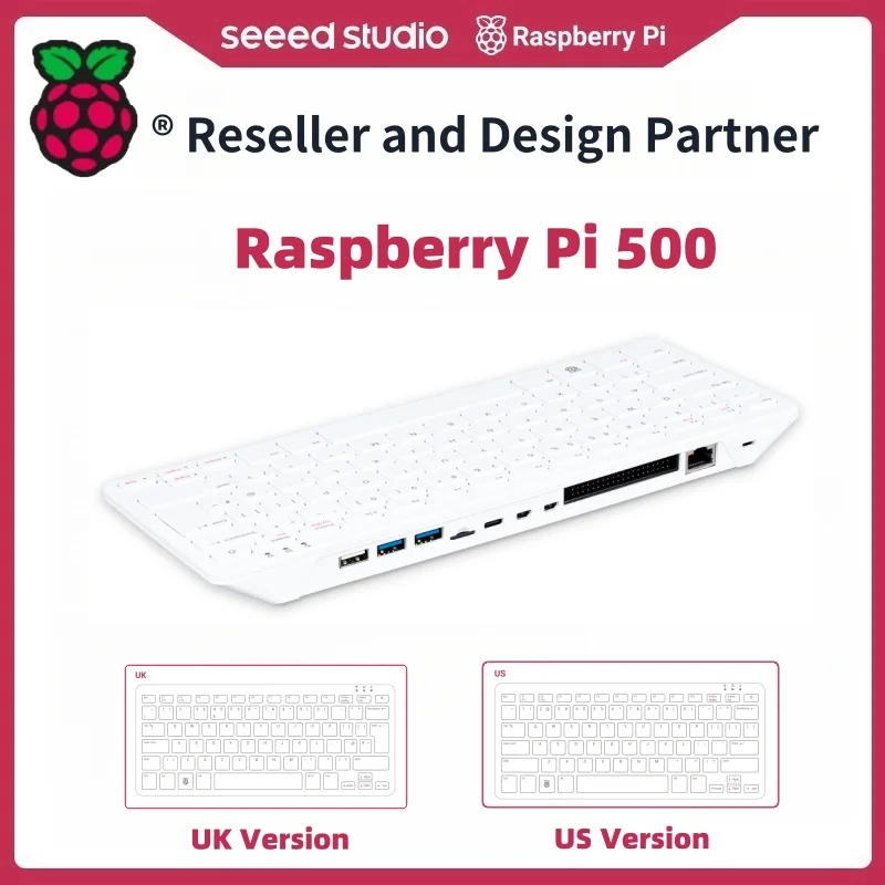Computadora portátil con teclado Raspberry Pi 500 Original, kit de escritorio versión EE. UU., Reino Unido y UE, procesador de cuatro núcleos de 2,4 GHz, 8GB de RAM, Dual 4K