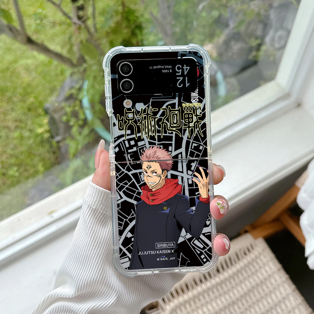 Coque de téléphone Anime Jujutsu Kaimmense, Itadori Yuji, coque arrière anti-chute, coque souple pour Samsung Galaxy Z Flip 3 4 Z Flip 5 6 Z, possède 4 PC 5G - imagen 5