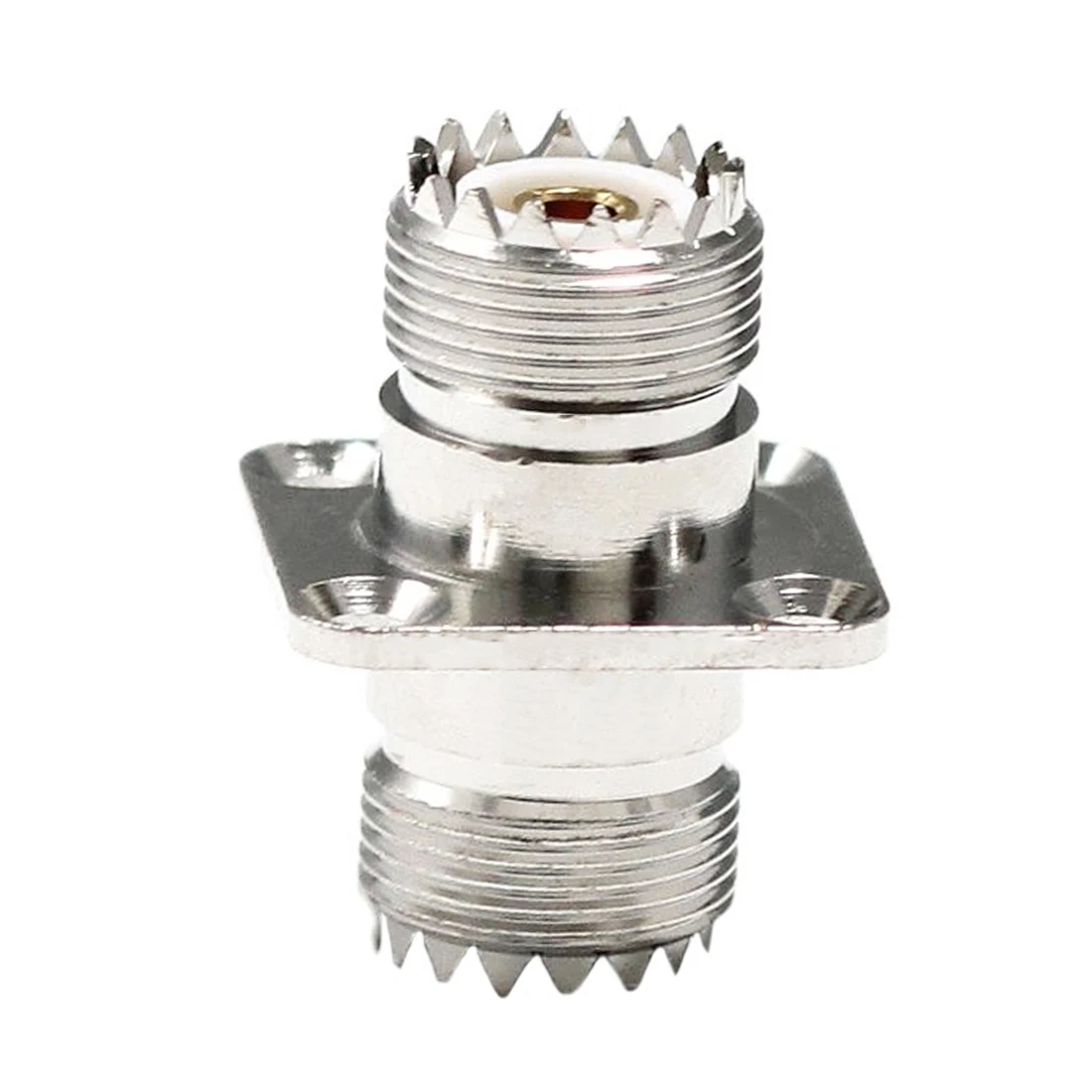 1 unidad de interruptor Jack hembra UHF SO239, convertidor adaptador coaxial RF, conector de brida de chasis de montaje en Panel de 4 orificios, niquelado, venta al por mayor