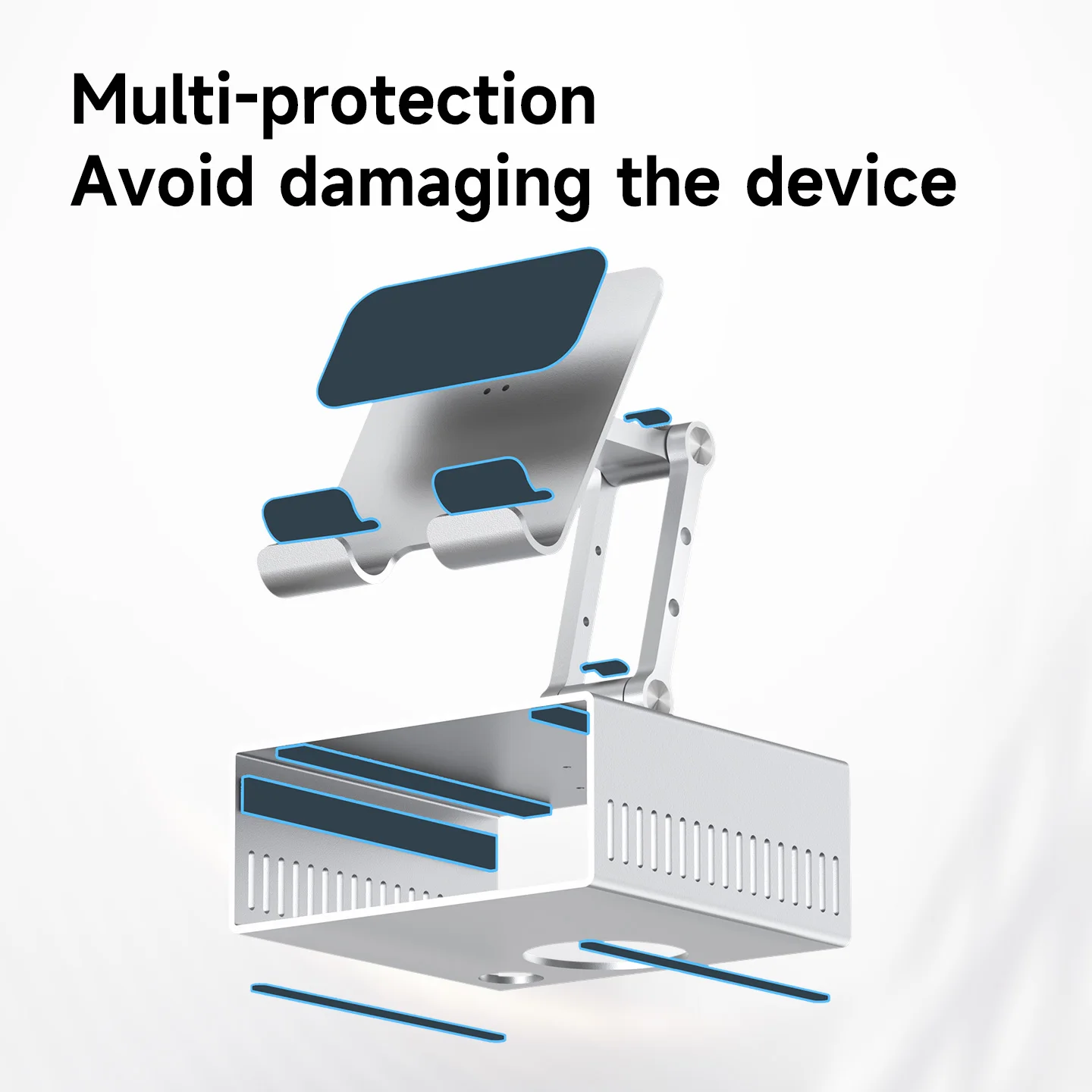 Soporte de escritorio Hagibis para iPad Pro/Air Mac mini M4/M4 Pro Soporte de metal de almacenamiento 360 °   Soporte multifunción plegable ajustable - imagen 5