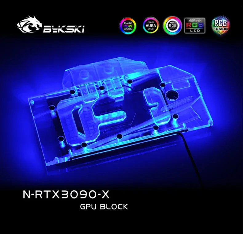 Bykski bloque de agua para nVIDIA RTX3080 3090 edición de referencia tarjeta GPU/bloque de cobre/placa trasera RGB AURA - imagen 3