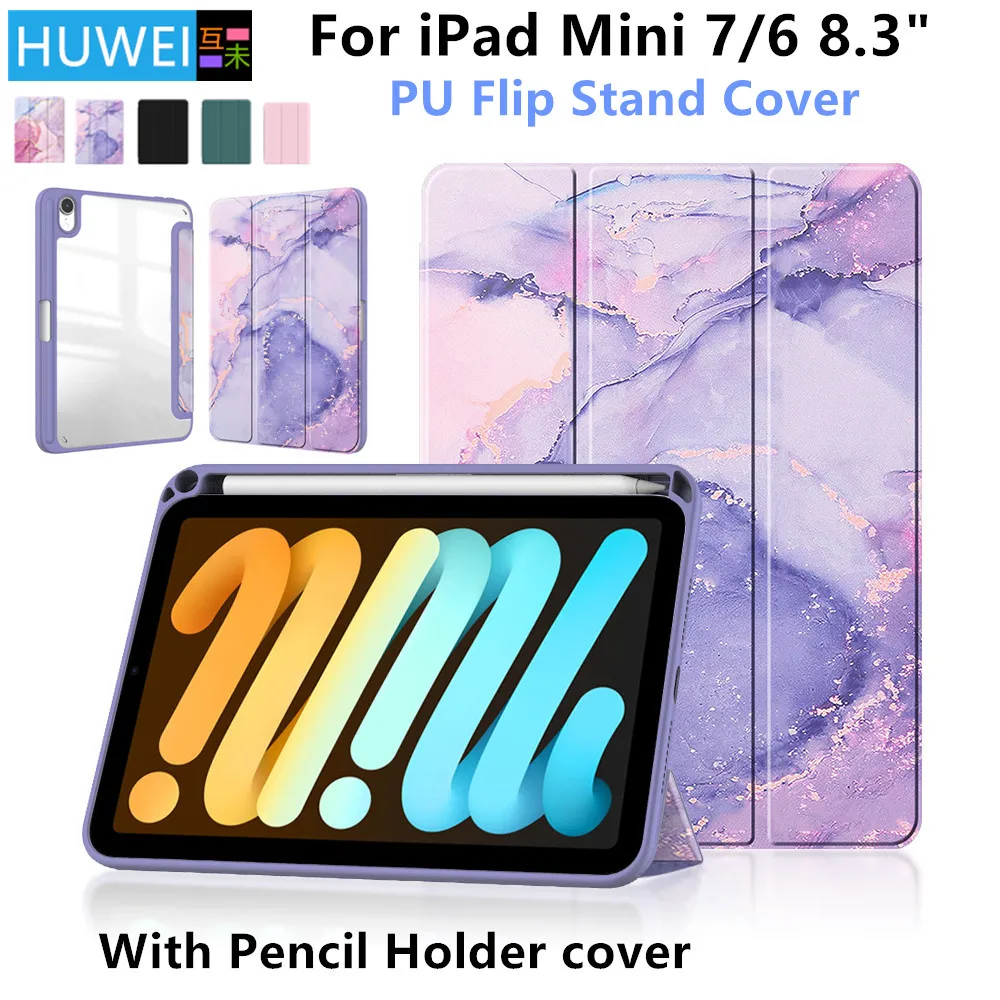 HUWEI Funda para iPad Mini 7 8,3 "A2995 A2996 A2993 Funda con soporte triple para iPad Mini 6 Mini7 Mini A17 Pro Tablet Funda Capa