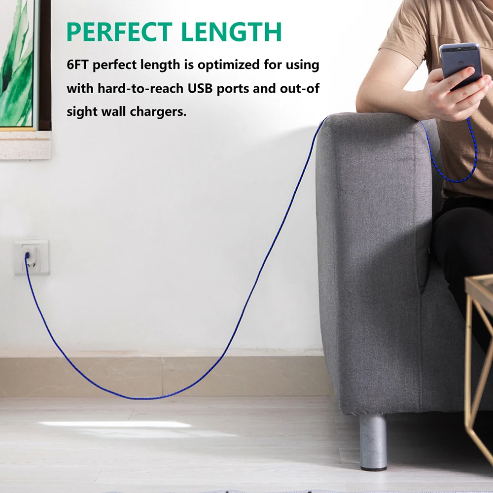 Cable cargador de alambre trenzado de nailon, Cable Micro USB, sincronización de fecha, carga rápida 2A para teléfono móvil Samsung A3/A5/A7A, Huawei y Android - imagen 3