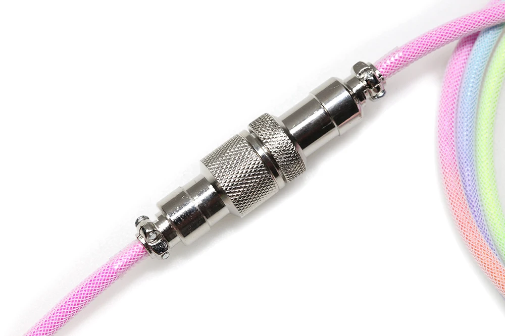 Cable conector de aviador de bucle USB A tipo C aviación GX12 para teclado mecánico hecho A mano, nailon blanco arcoíris negro tipo C - imagen 4
