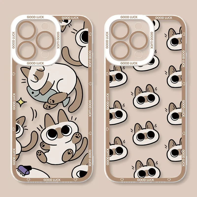 Funda de silicona suave de gato siamés para Samsung Galaxy S24 Ultra S23 S22 S21 Plus S20 FE S10 Note 20 10 Pro A14 A34 A54 - imagen 2