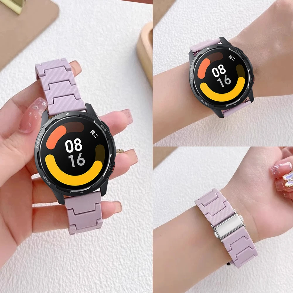 Correa de fibra de carbono para Xiaomi Mi Watch S4/S3/S2/S1/Watch 2 pro, repuesto de 22mm, pulsera Xiaomi Mi Color 2