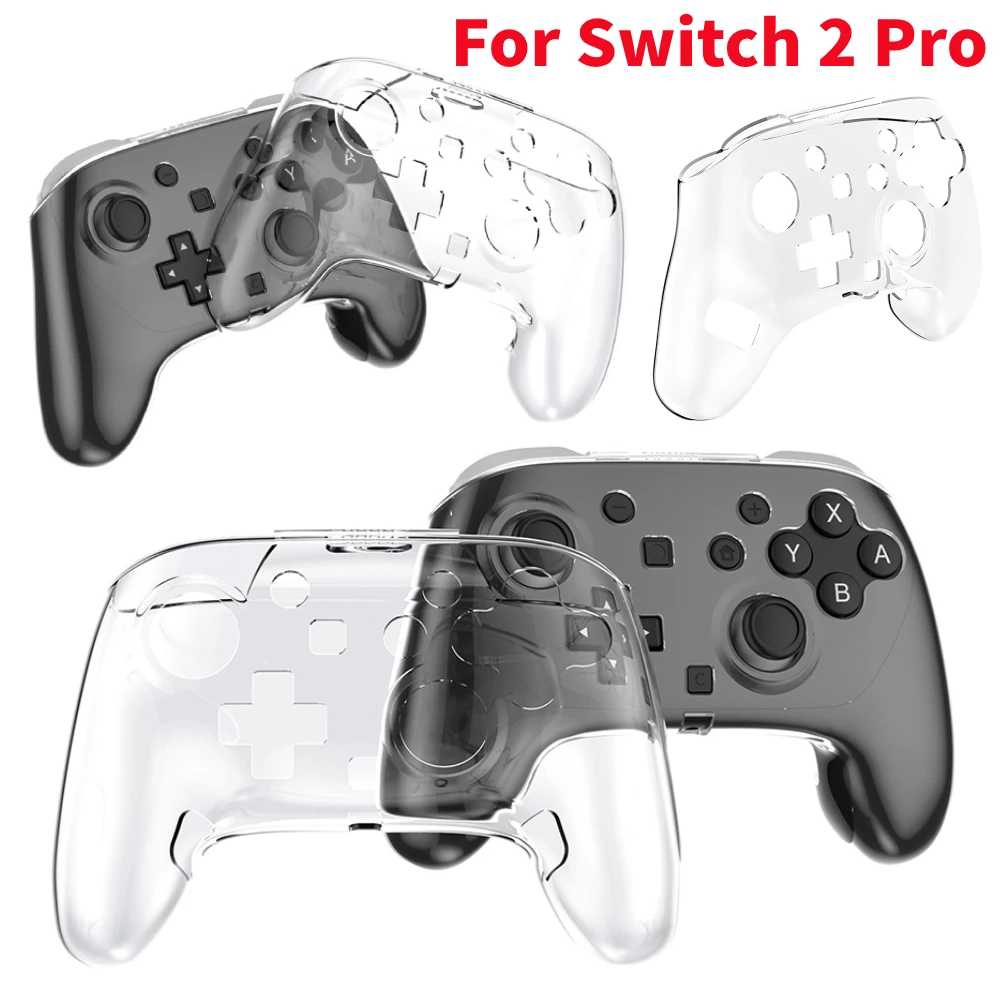 Funda transparente de cristal transparente para Switch 2 Pro, carcasa protectora dura para PC con mango, carcasa antiarañazos para Switch 2 Pro