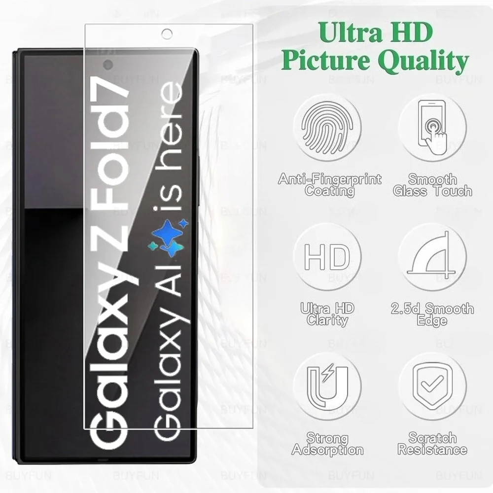 3 uds 9H Protector Premium de borde negro para Samsung Galaxy Z Fold 7 pantalla Glas ZFold 6 Fold6 ZFold6 ZFold7 Fold7 5G vidrio templado - imagen 5