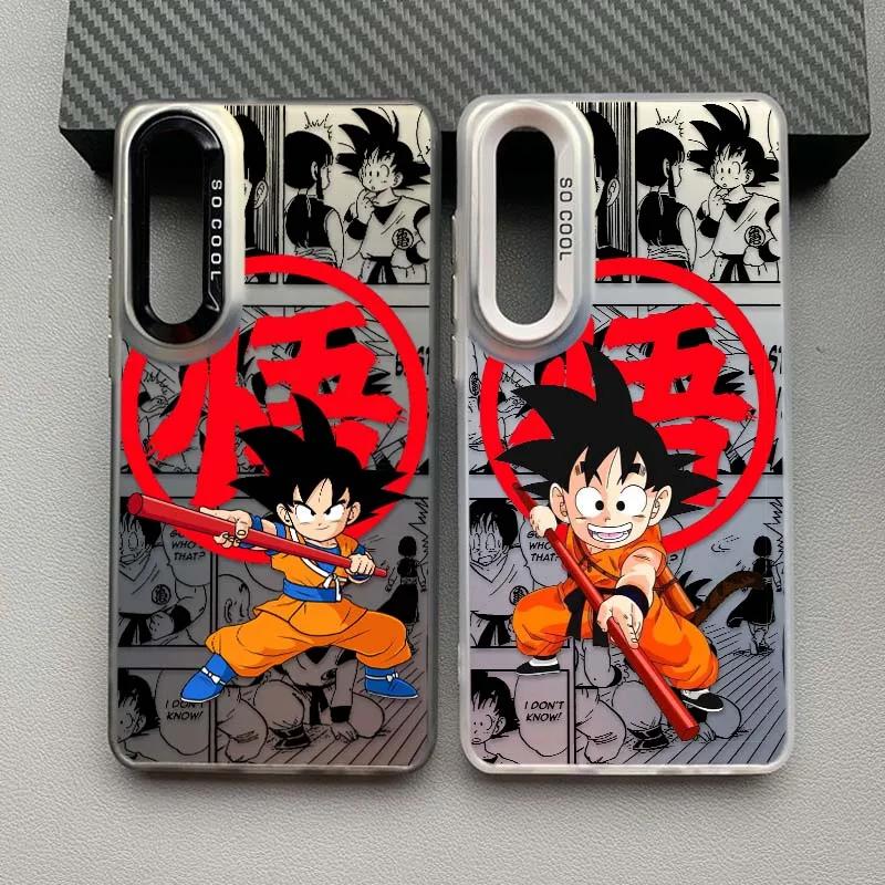 D-Dragon Ball dibujos animados Goku funda divertida para Samsung Galaxy A73 A71 A56 A54 A53 A52 A51 A35 funda de teléfono plateada colorida