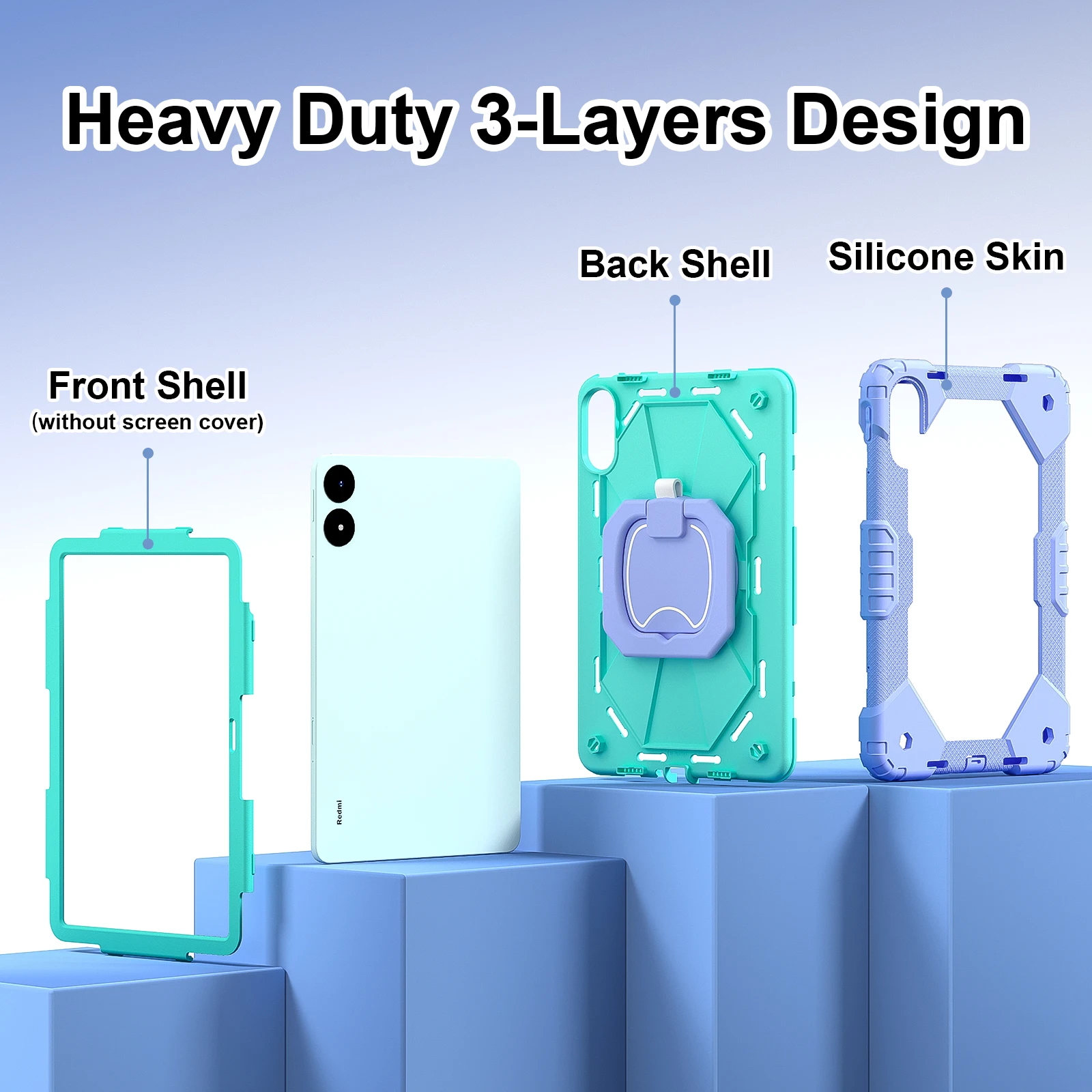 Funda para niños para Xiaomi POCO Pad 12,1, funda para Redmi Pad 2 11 Pro 12,1 SE 8,7 mi Pad 7 8 Pro 11,2 con mango y correa para el hombro - imagen 2