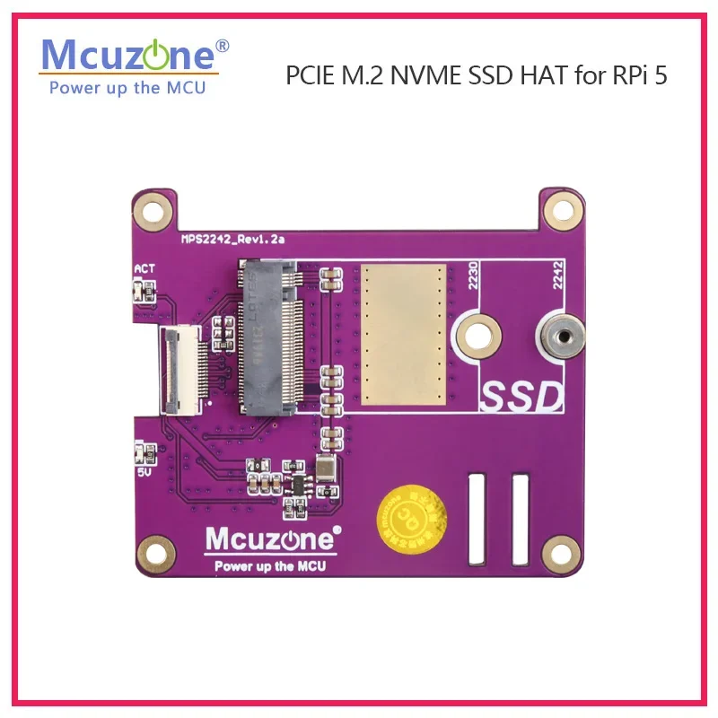 MPS2242, PCIE M.2 NVME SSD HAT para Raspberry Pi 5, compatible con 2230 2242 Gen3 - imagen 2