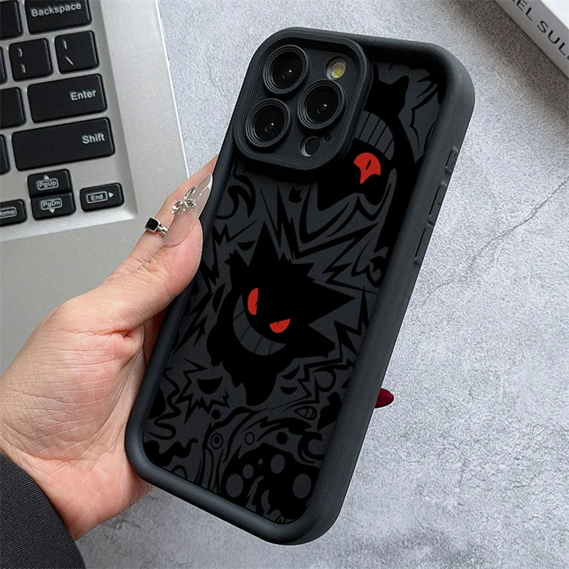 Funda de teléfono de silicona divertida de Pokemon Gengar para Iphone 17 16 15 14 13 12 11 Pro Max 17 Air 16E 15 Plus, funda trasera mate de TPU - imagen 3