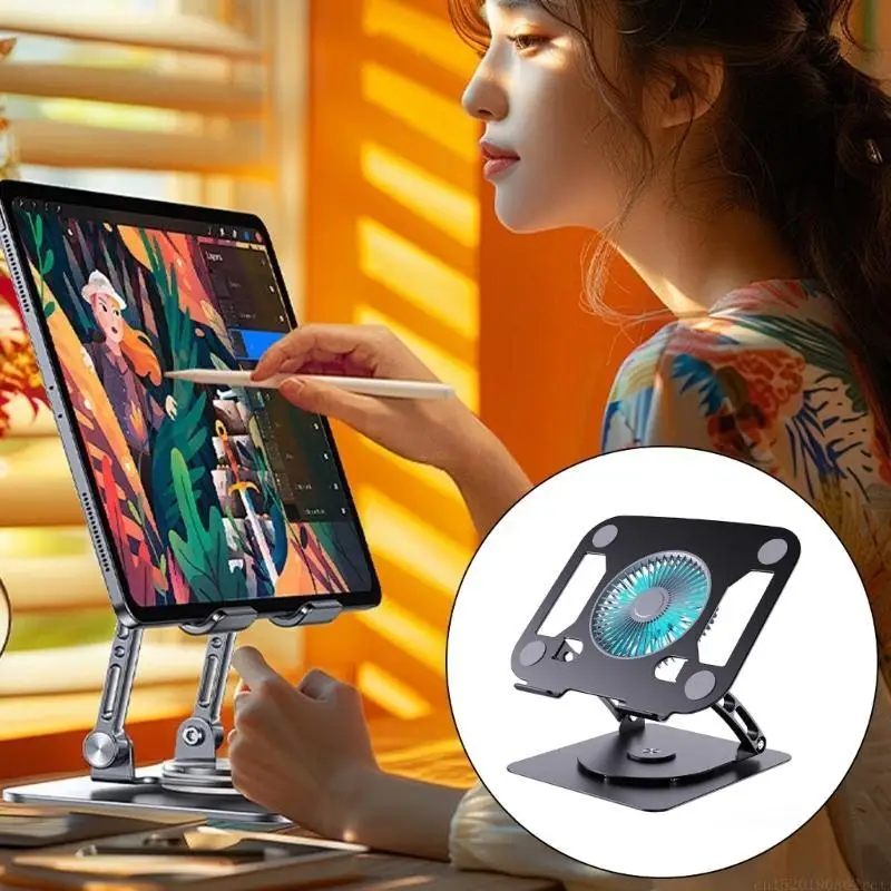 Soporte laptop D5BB con ventilador enfriamiento velocidades y luz azul para computadoras portátiles y tabletas - imagen 4