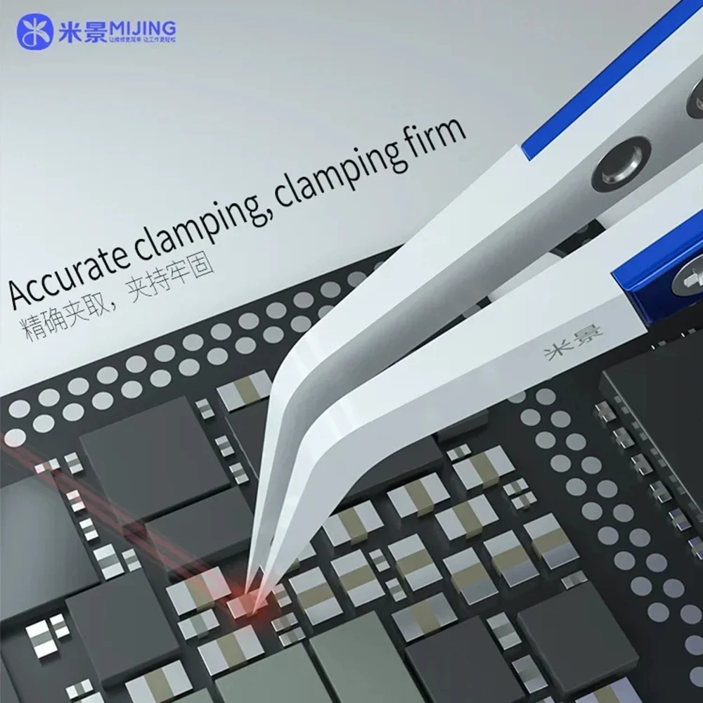 Pinzas rectas dobladas de cerámica de precisión antiestática Mijing para reparación de ordenadores de teléfonos móviles herramienta de pinzas de Cable de placa base - imagen 5