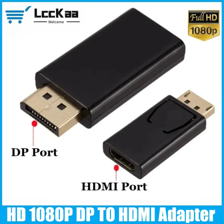 Adaptador compatible con DisplayPort a HDMI de 1080P, convertidor de puerto de pantalla macho DP a hembra, Cable de TV HD, Audio y vídeo para PC y TV