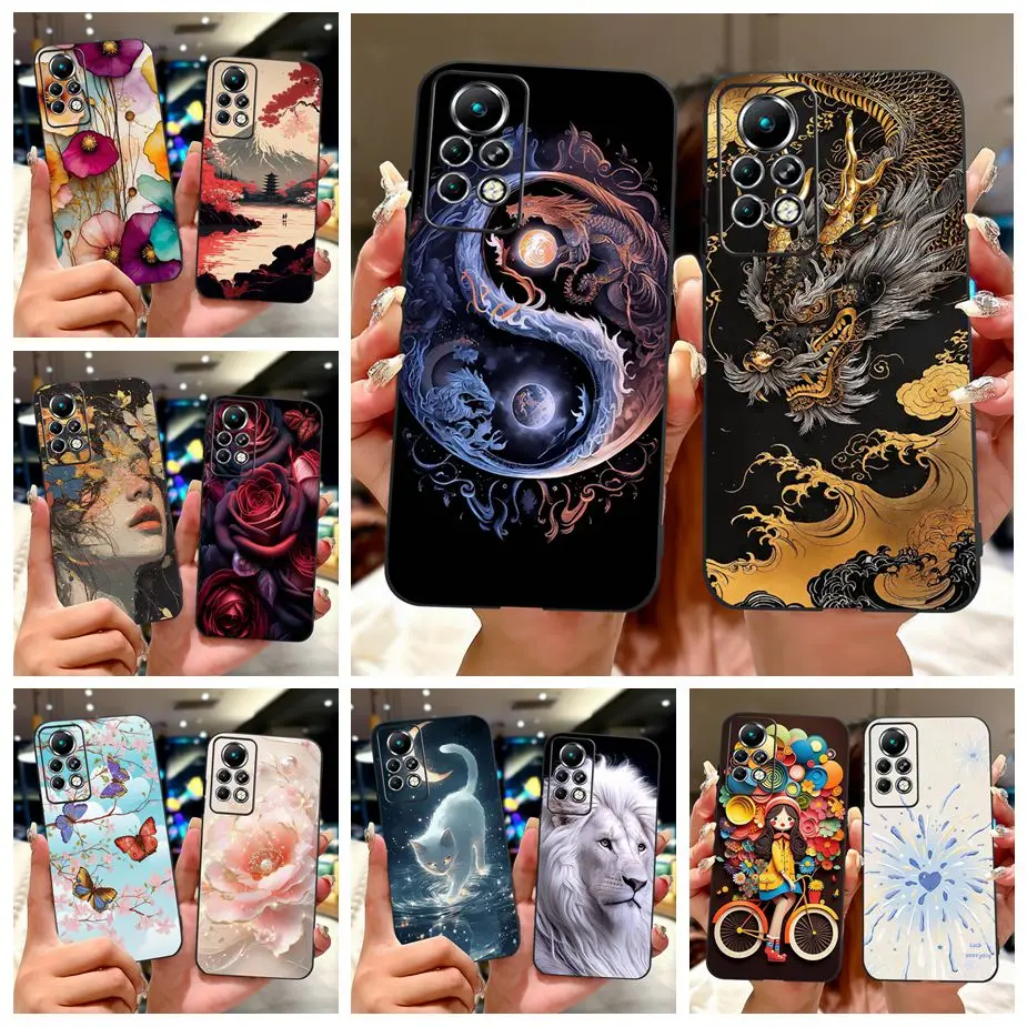 Para Infinix Note 11 Pro funda X697 Cool Dragon funda pintada suave TPU funda de teléfono para Infinix Note 11S Note11 Pro funda trasera Coque