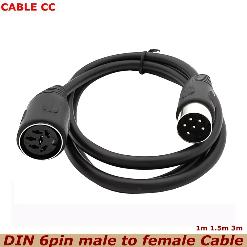 Cable de extensión DIN de 6 pines, 9,8 pies, 6 pines, enchufe DIN macho a hembra, adaptador AV, toma de audio para dispositivos de audio digitales, negro