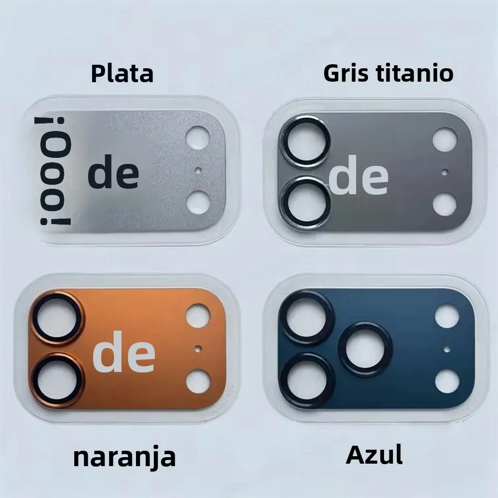 Protector de cámara de metal negro de aleación para iPhone 17/16/15/14 pro Max Air - Vidrio templado con tapa de anillo de lente - imagen 5