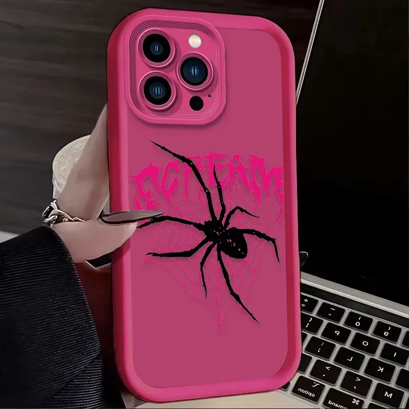Funda de teléfono con diseño de araña a la moda para iPhone 16e 16 15 14 13 12 11 Pro Max XSMax XR 7 8 Plus, funda trasera de silicona a prueba de golpes - imagen 5