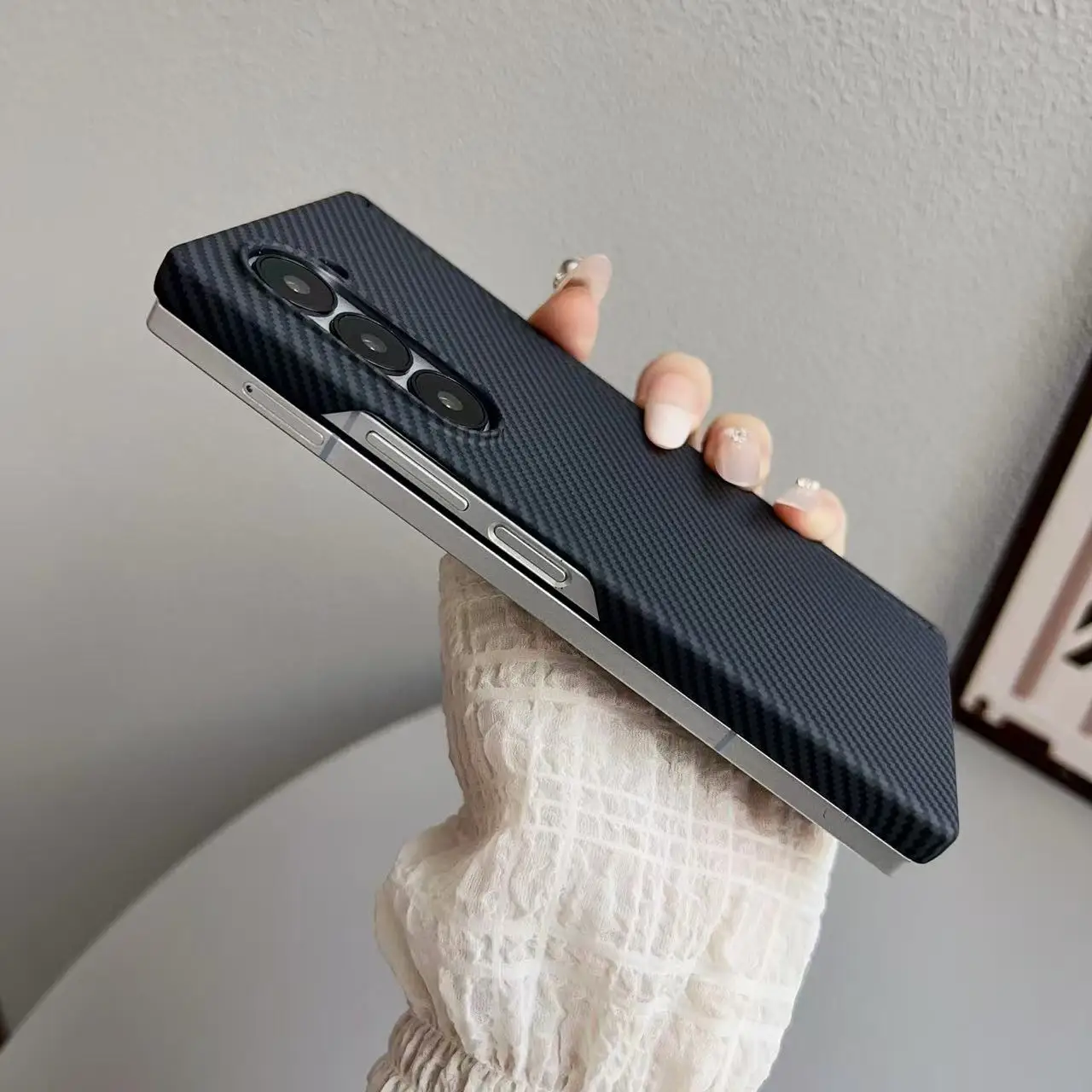 Textura de fibra de carbono de lujo para funda de teléfono MagSafe para Samsung Galaxy Z Fold7 Fold6 Fold5 5G cubierta de carga inalámbrica a prueba de golpes - imagen 5