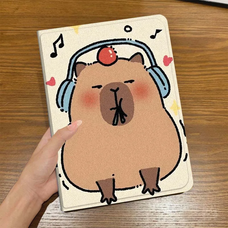 Capibara dibujos animados lindo Lucky para iPad Pro Air Mini 1 2 3 4 5 6 7 7th 8th 9th 10th 11th 10,2 9,7 10,5 10,9 11 12,9 funda para tableta - imagen 5