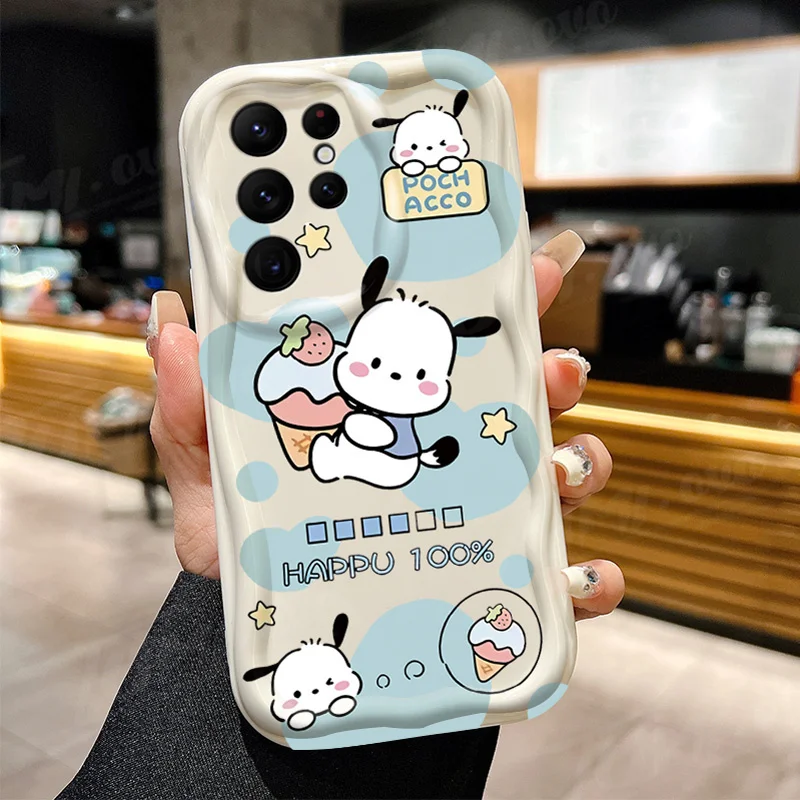 Funda bonita con ondas 3D de Hamburgo Pochacco para Samsung Galaxy S24 Ultra S23 S22 Plus S21 S20 FE A25 A55 A35 5g, funda de silicona a prueba de golpes - imagen 4