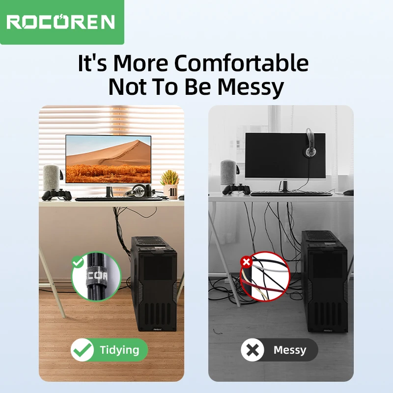 Rocoren-organizador de cables, enrollador de cables USB, Protector de cargador para teléfono, ratón, auriculares, soporte de Cable de protección - imagen 5