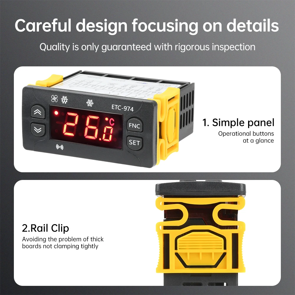 Controlador de temperatura DC12V 24V ETC-974 compresor/esmerilado/ventilador controlador de temperatura con pantalla Digital inteligente de alta precisión - imagen 5