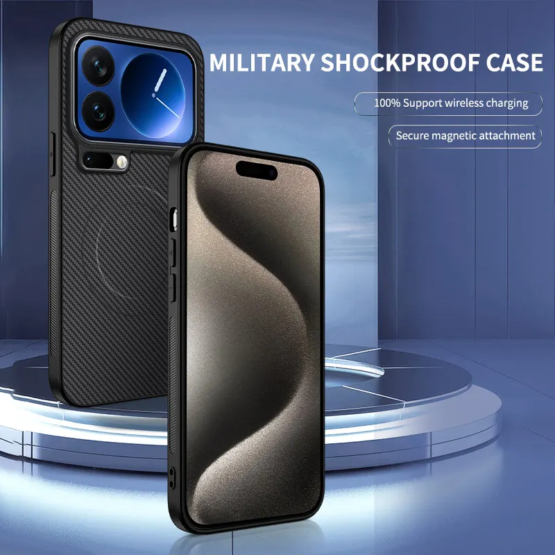 Funda magnética para Xiaomi 17 Pro Max, funda de PC anticaída texturizada de fibra de carbono con sensación de piel para Xiaomi 17Pro Mi17, parachoques a prueba de golpes - imagen 2