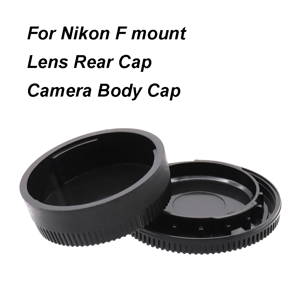 Para Nikon F mount AI AIS tapa trasera de lente o tapa del cuerpo de la cámara o juego de tapas tapa de lente negra de plástico sin logotipo para D850 D500, etc.