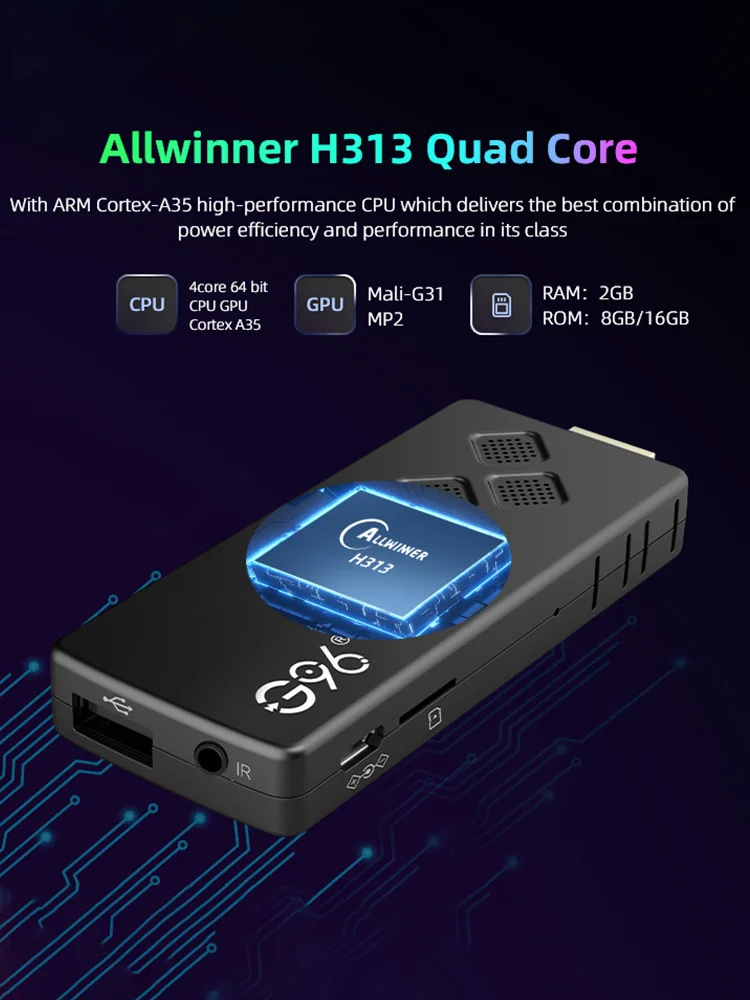 2024 caliente G96 ATV 8k android13.0 TV Stick control remoto por infrarrojos 2GB8GB 2,4G y 5G Wifi Dual BT5 Netflix Youtube reproductor multimedia - imagen 2