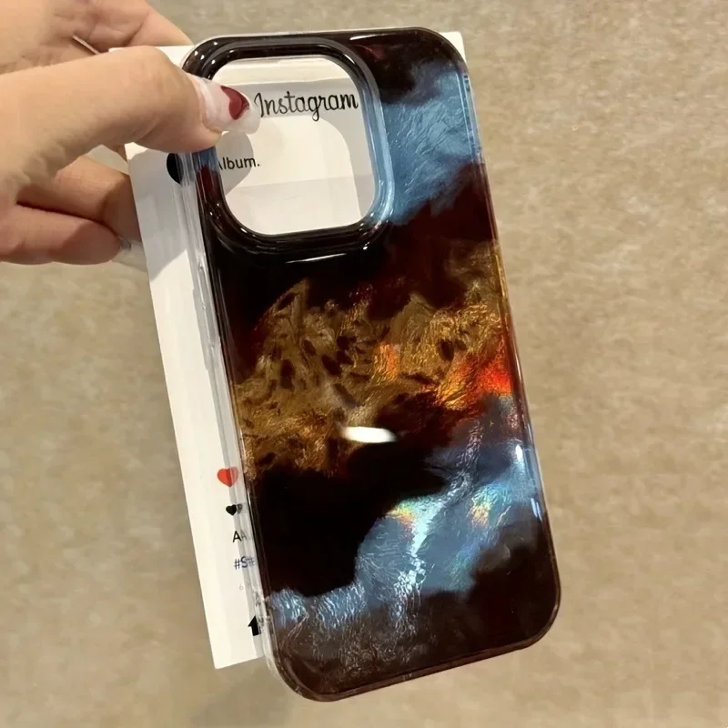 Funda de empalme de lujo azul negro marrón para iPhone 16 Pro Max fundas iPhone 15 14 13 12 11 XS Max XR X 7 8 Plus cubierta transparente - imagen 2