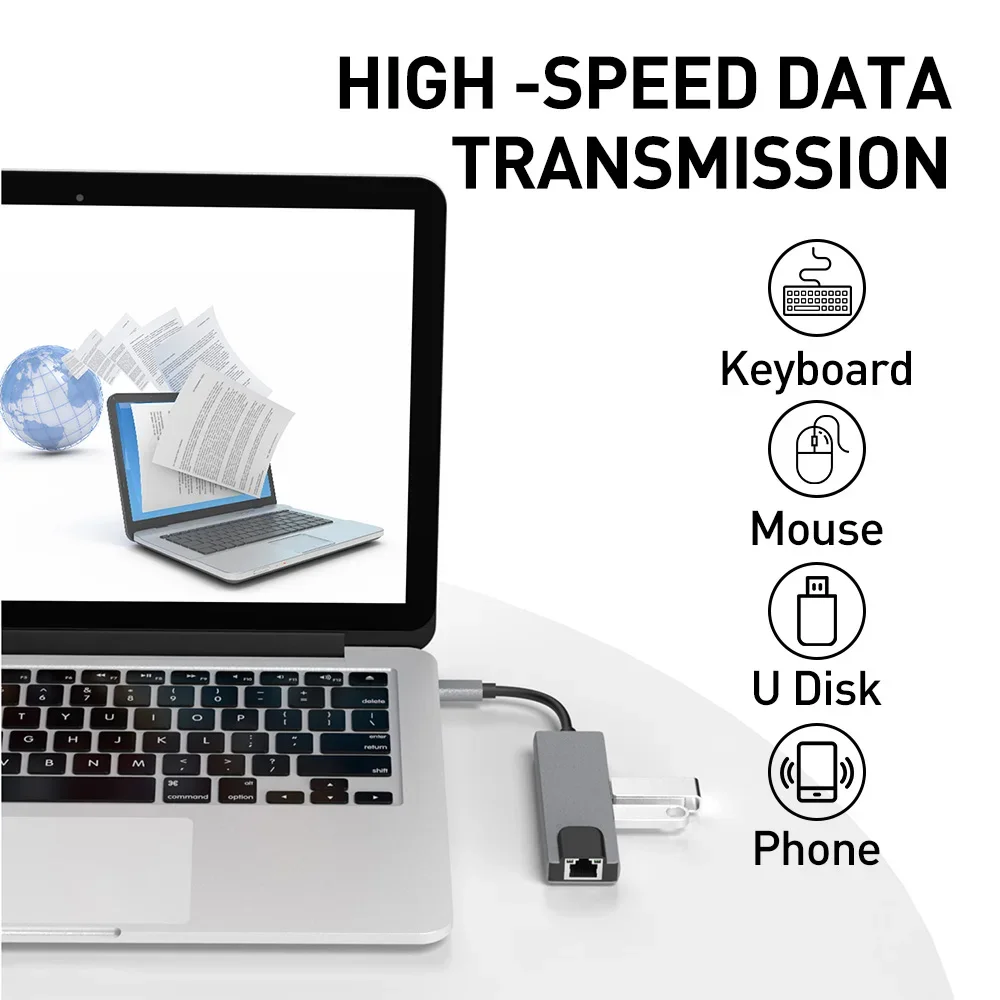 ZoeRax USB C Hub 5 en 1 Adaptador multipuerto con HDMI 4K, LAN RJ45 Ethernet, 2USB 3.0, carga rápida PD 100W para MacBook Pro/Air M1 - imagen 5