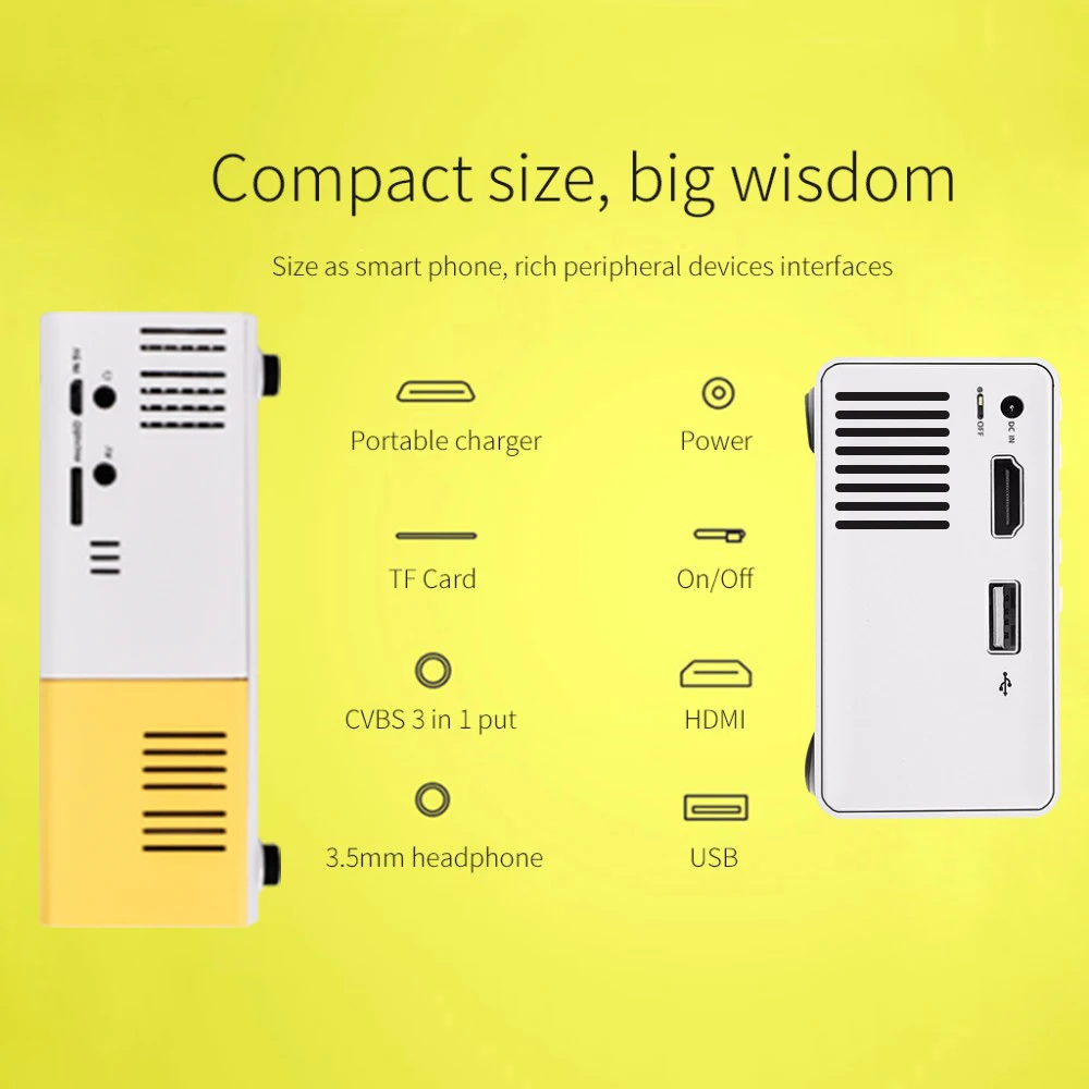 Salange mini proyector YG300 Pro LED, compatible con 1080P, Full HD, portátil, Audio, HDMI, USB, proyector de vídeo - imagen 3