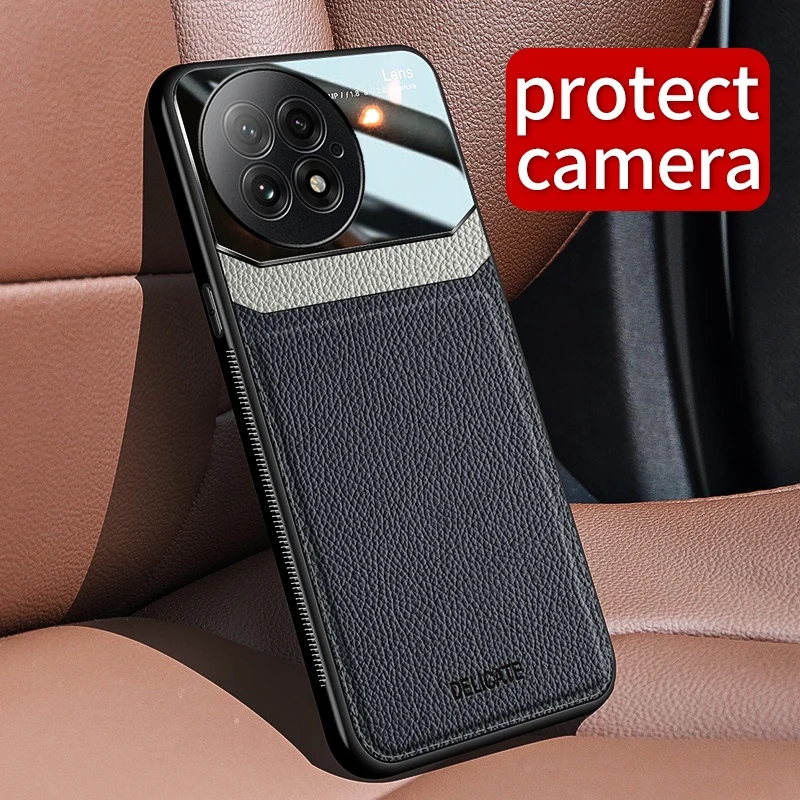 Para OnePlus 13 funda de cuero PU de lujo + funda protectora trasera de lente de PC dura para OnePlus 13 12 11 12R 11R 10T 1 + 13 carcasa de teléfono - imagen 3