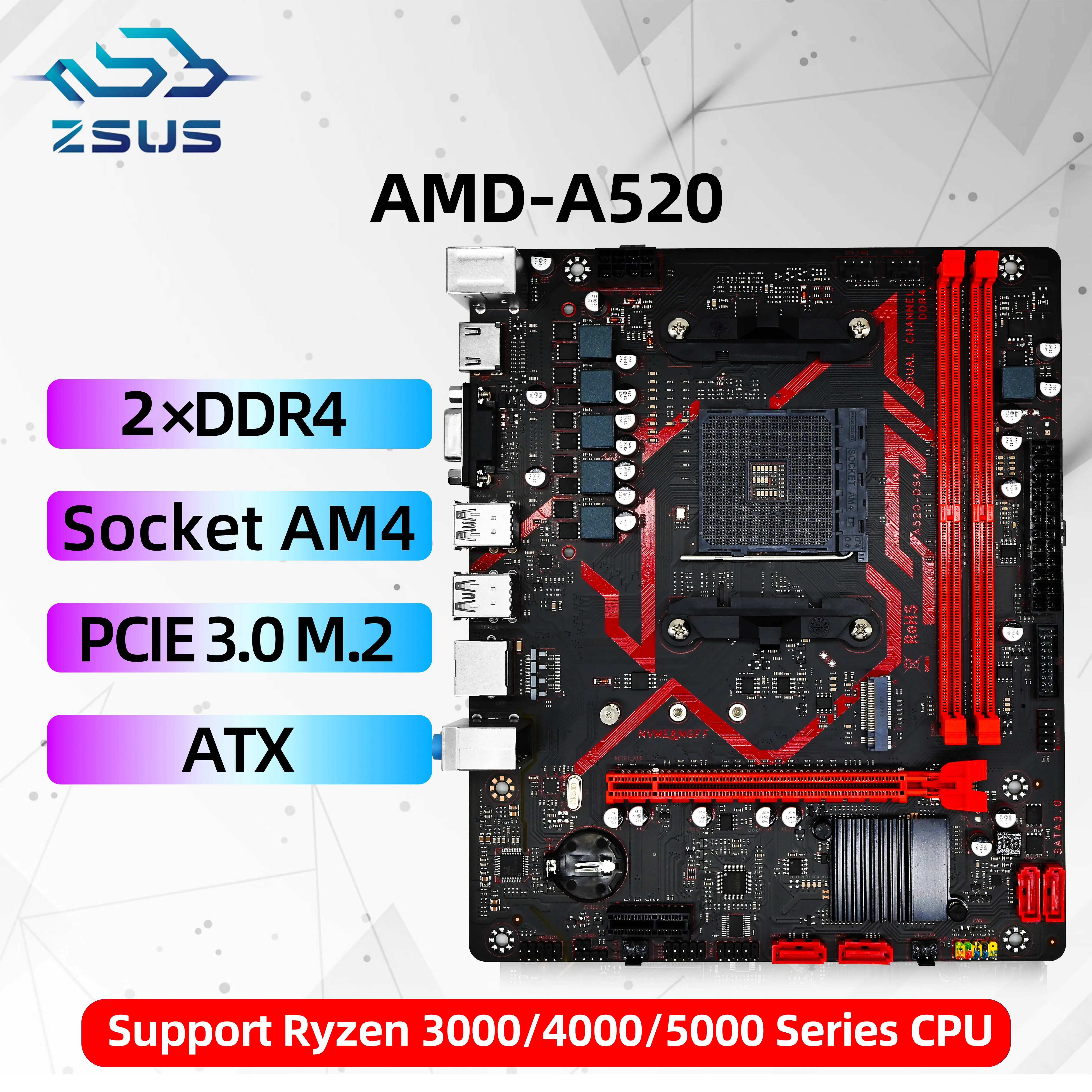 ZSUS A520 Motherbaord AMD Ryzen 5 5600X DDR4 32GB 3200MHz Suopprt M.2 NVMEMicro ATX AM4 Ryzen placa base