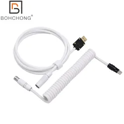 Cable Espiral USB-C Teclado Mecánico Gaming - Blanco y Dorado