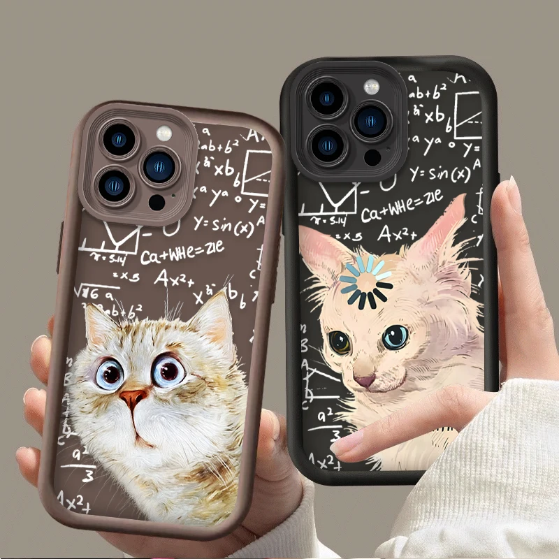 Funda de teléfono con diseño de gato sorpresa para iPhone 17 Air 16 16E 15 14 13 12 11 Pro Max X XS X S Max XR SE 2020 SE4 7 8 funda de silicona - imagen 2