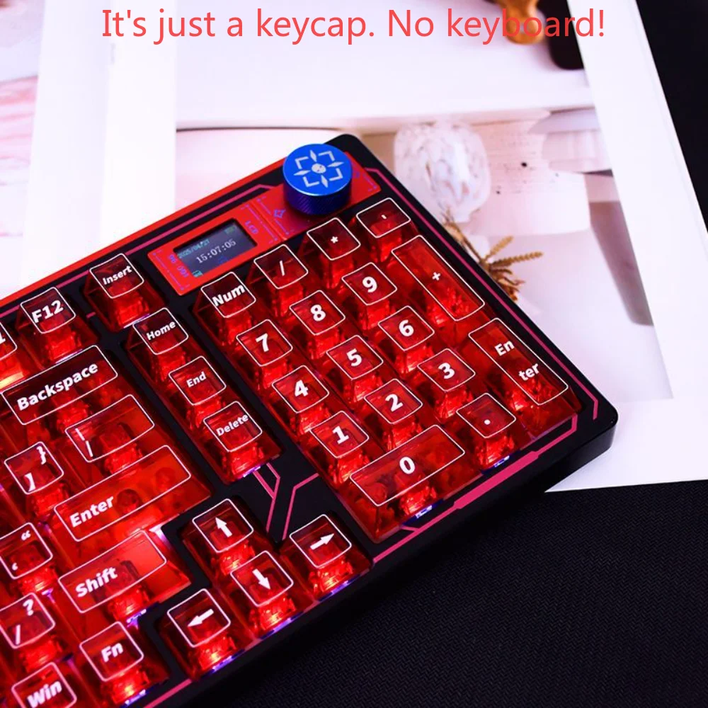 Juego de teclas transparentes de color rojo cristal, cereza, 130 teclas, PC, eje magnético mecánico adaptable, Teclado mecánico Nano68 Mx Wooting - imagen 5
