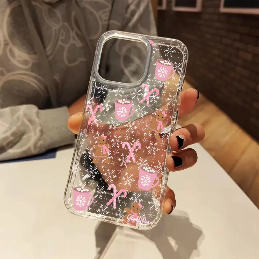 Funda de teléfono transparente con diseño de hombre de jengibre, estética, nieve navideña, para Iphone 17 16 11 15 14 13 12 Pro Max XR XS 7 8 Plus SE2