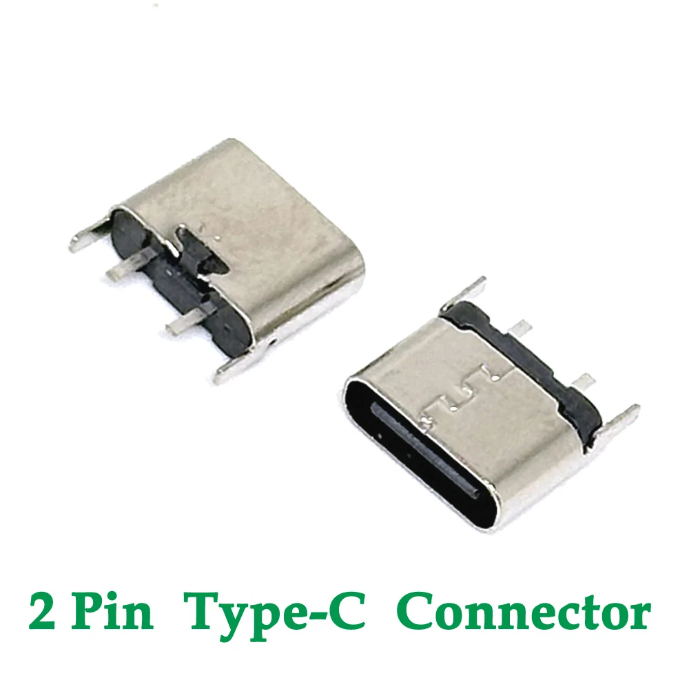 1-30 piezas 2 pines tipo C horizontal 90 °   Placa enchufable Conector enchufable hembra USB tipo C de carga rápida