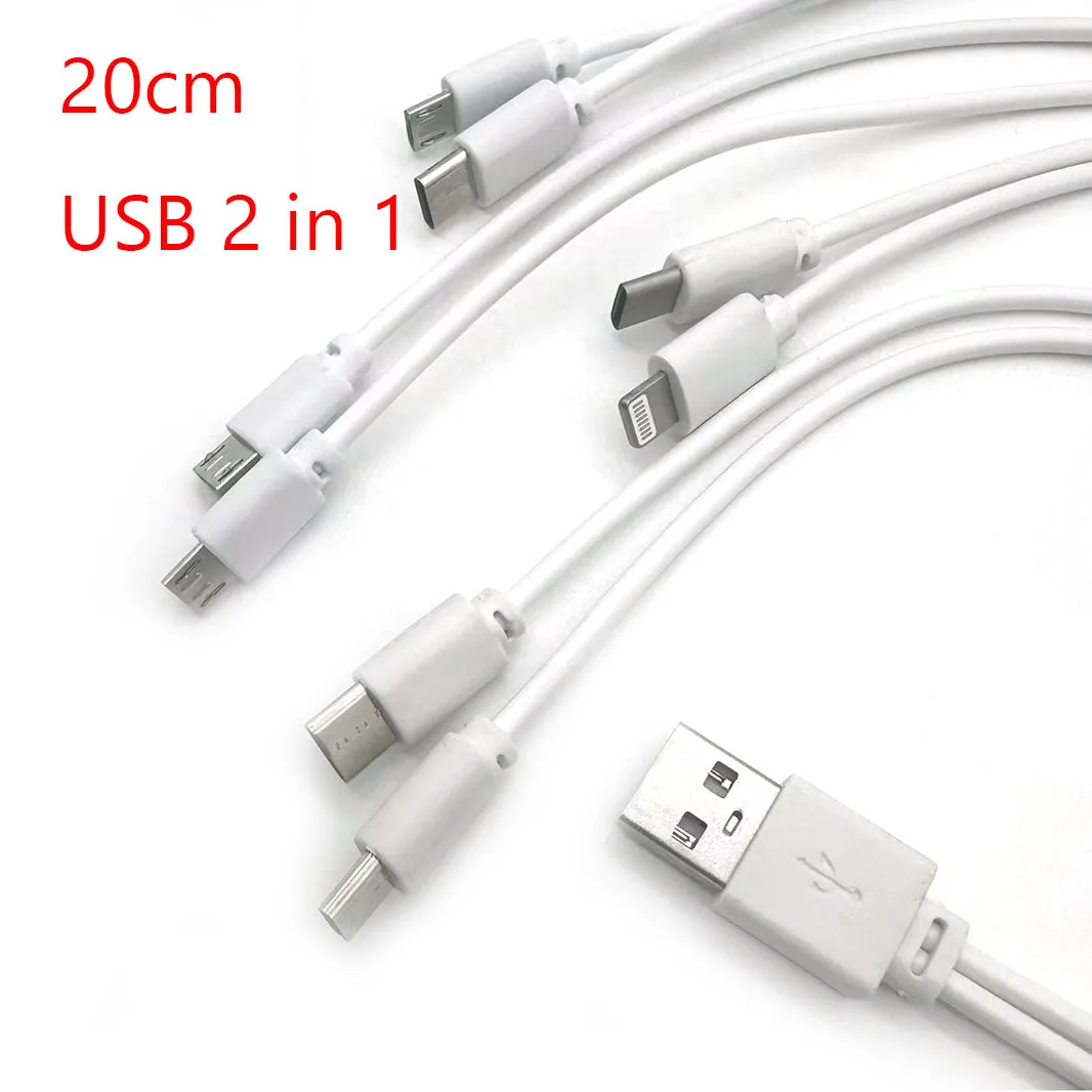 Cable divisor Micro USB 2 en 1, Cable de carga tipo C ios, 2 cables USB, Cable para teléfono móvil, Cable Android para Xiaomi y Samsung