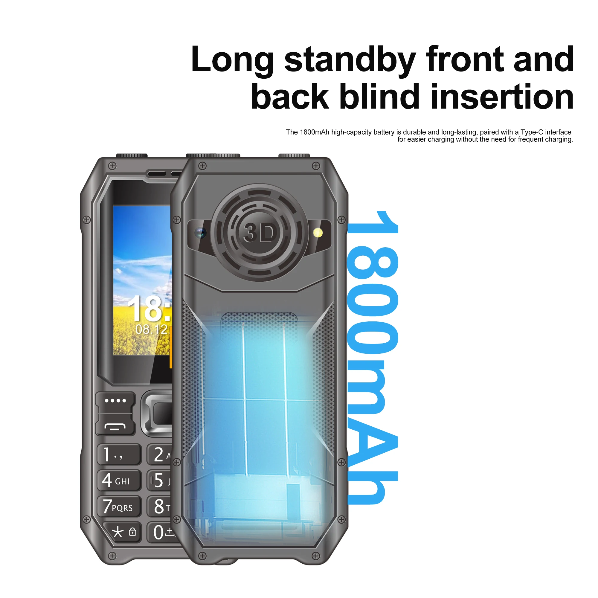 SERVO Q6000 botón teléfono móvil 2G GSM vibración 2,4 "pantalla velocidad Dial reproductor MP4 lista negra teléfono móvil para ancianos Dual SIM en espera - imagen 3