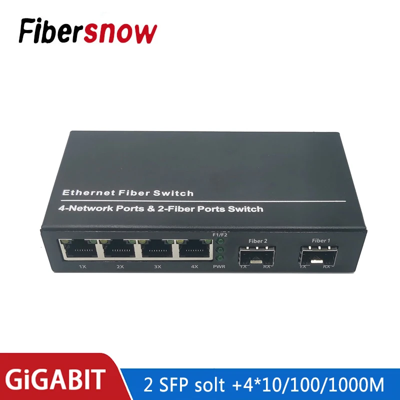 Conmutador Gigabit Ethernet, convertidor de medios de fibra óptica 4 RJ45 2 SFP 10/100/1000M, placa de puerto de fibra UTP PCBA 2F4E 2SFP4E - imagen 4