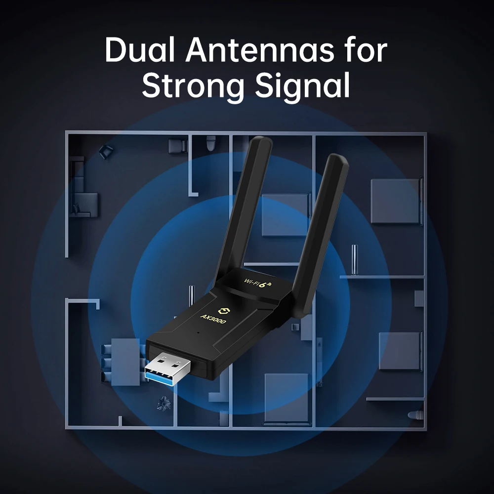 Fenvi WiFi 6E AX3000 adaptador USB Tri Band 2,4G/5G/6GHz WiFi6 tarjeta de red receptor inalámbrico USB3.0 Dongle de alta ganancia MU-MIMO - imagen 4