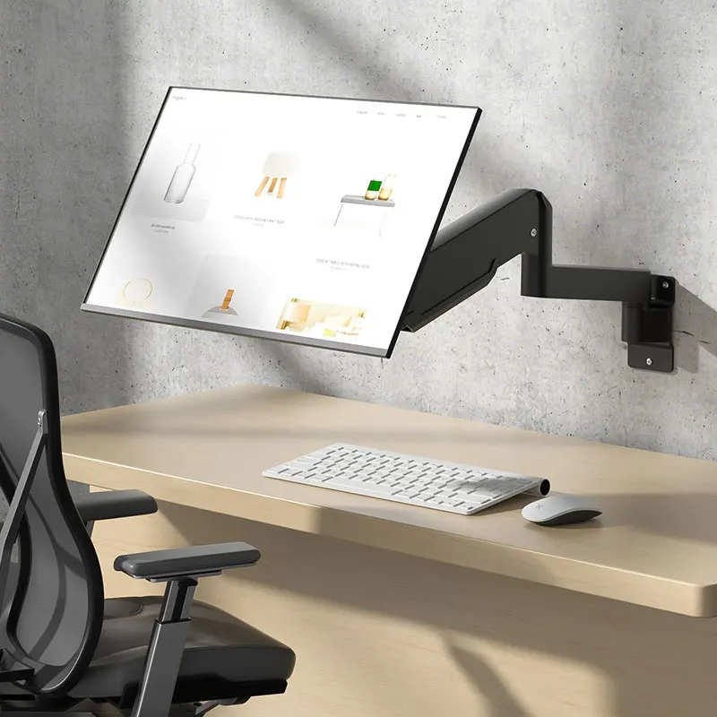 Soporte de pared para monitor ultraancho HILLPORT para pantallas de 32-60 pulgadas, brazo de monitor con soporte de TV individual resistente con resorte de gas de hasta 20 kg W9 - imagen 2