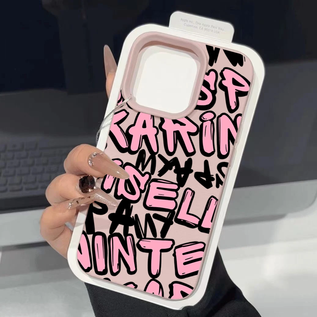 Funda de teléfono con patrón de silicona Lichee con letras artísticas para Xiaomi 15T 14T 13T 12T 15 14 13 12 Pro POCO X7 X6 X5 F5 F7 Pro - imagen 2